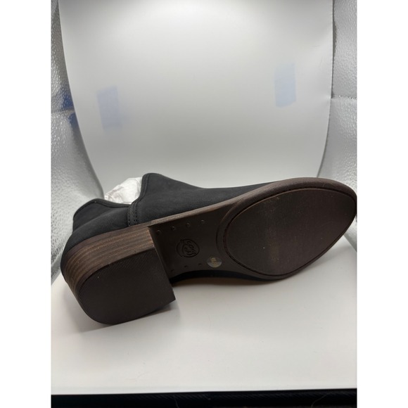 Lucky Brand Womens Black Suede Leather Ankle Boots Block Heel Cutout Size 9M - Picture 6 of 10